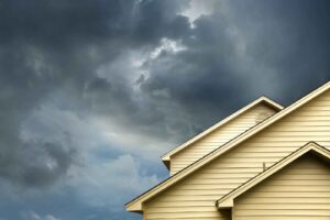 stormy sky above roof